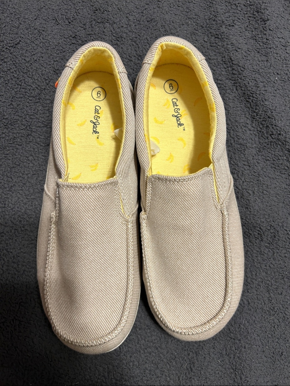 Cat & Jack Tan Canvas Slip-On Shoes with Yellow Insole